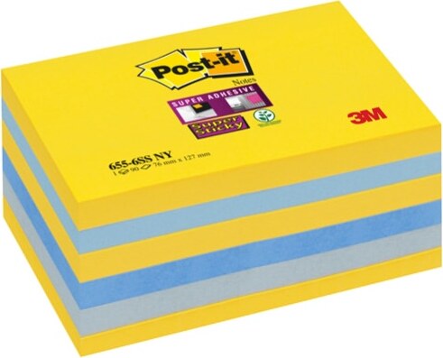 Blocco foglietti Post it Super Sticky - 655-6SS-NY - 76 x 127 mm - colore New York - 90 fogli - Post it Cancelleria e prodotti per ufficio/Carta blocchi e quaderni/Blocchi appunti taccuini e diari/Blocchetti memo adesivi Eurocartuccia - Pavullo, Commerciovirtuoso.it