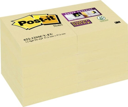 Blocco foglietti Super Sticky - 622-12SS-CY - 47 6 x 47 6 mm - giallo Canary - 90 fogli - Post it [multipack] 12 pezzi Cancelleria e prodotti per ufficio/Carta blocchi e quaderni/Blocchi appunti taccuini e diari/Blocchetti memo adesivi Eurocartuccia - Pavullo, Commerciovirtuoso.it