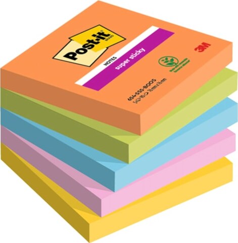 Blocco Post it Super Sticky - 654-5SS-BOOS - 76 x 76 mm - colori Boost - 90 fogli - Post it - conf. 5 pezzi Cancelleria e prodotti per ufficio/Carta blocchi e quaderni/Blocchi appunti taccuini e diari/Blocchetti memo adesivi Eurocartuccia - Pavullo, Commerciovirtuoso.it