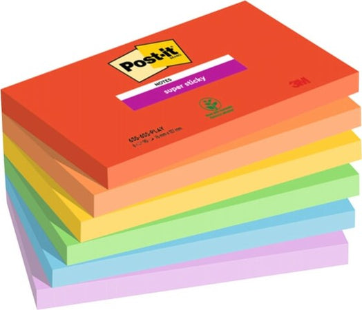 Blocco Post it Super Sticky - 655-6SS-PLAY - 76 x 127 mm - colori Playful - 90 fogli - Post it - conf. 6 pezzi Cancelleria e prodotti per ufficio/Carta blocchi e quaderni/Blocchi appunti taccuini e diari/Blocchetti memo adesivi Eurocartuccia - Pavullo, Commerciovirtuoso.it