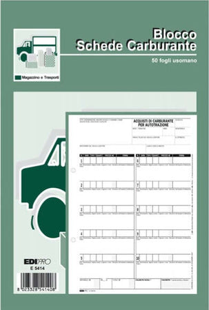Blocco prelievo carburante - 23 x 14 8cm - 50 fogli - Edipro Cancelleria e prodotti per ufficio/Archivio ufficio e accessori per scrivania/Modulistica e conservazione registri/Libri e registri contabili Eurocartuccia - Pavullo, Commerciovirtuoso.it