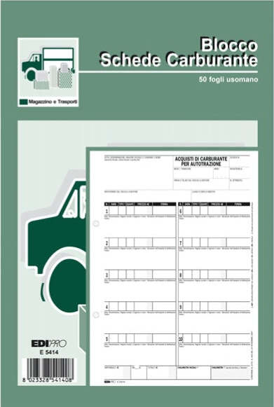 Blocco prelievo carburante - 23 x 14 8cm - 50 fogli - Edipro Cancelleria e prodotti per ufficio/Archivio ufficio e accessori per scrivania/Modulistica e conservazione registri/Libri e registri contabili Eurocartuccia - Pavullo, Commerciovirtuoso.it