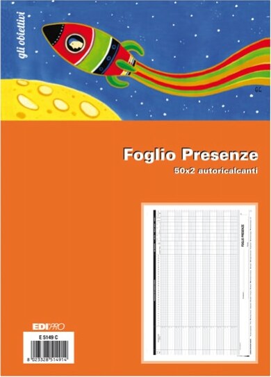 Blocco presenze mensili - 21 x 30cm - 50-50 fogli autoricalcanti - Edipro Cancelleria e prodotti per ufficio/Archivio ufficio e accessori per scrivania/Modulistica e conservazione registri/Libri e registri contabili Eurocartuccia - Pavullo, Commerciovirtuoso.it