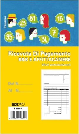 Blocco Ricevuta BB - affitta camere - 25x2 autoric. - 17x9 9cm - Edipro [multipack] 10 pezzi Cancelleria e prodotti per ufficio/Archivio ufficio e accessori per scrivania/Modulistica e conservazione registri/Libri e registri contabili Eurocartuccia - Pavullo, Commerciovirtuoso.it