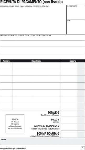 Blocco ricevute BB-affittacamere - 25-25 - copie autoric. - 16 8 x 10 cm - DU16257B250 - Data Ufficio Cancelleria e prodotti per ufficio/Archivio ufficio e accessori per scrivania/Modulistica e conservazione registri/Libri e registri contabili Eurocartuccia - Pavullo, Commerciovirtuoso.it