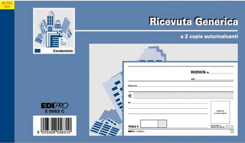 Blocco ricevute generiche - 50 fogli 2 copie autoricaricanti - 9 9 x 17cm - 50 fogli - Edipro Cancelleria e prodotti per ufficio/Archivio ufficio e accessori per scrivania/Modulistica e conservazione registri/Libri e registri contabili Eurocartuccia - Pavullo, Commerciovirtuoso.it