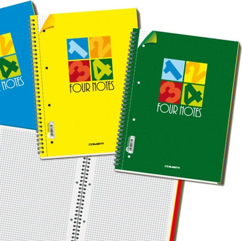 Blocco spirale Four Notes - 5mm - 222 x 297mm - 70gr - 120 fogli - Blasetti [multipack] 4 pezzi Cancelleria e prodotti per ufficio/Carta blocchi e quaderni/Blocchi appunti taccuini e diari/Blocchi spiralati Eurocartuccia - Pavullo, Commerciovirtuoso.it