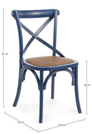 Sedia "Cross" con struttura in legno di olmo, per arredo interno 50,5 x 52 x h 87 cm