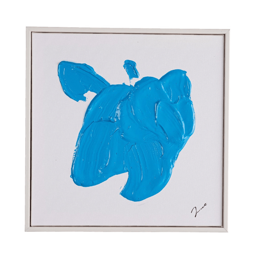 Quadro dipinto trilix blu 30 x 30 su tela dipinta a mano, struttura in legno di abete