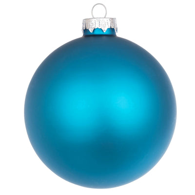 Palline per albero di Natale in vetro decorate color Blu Oceano Opaco