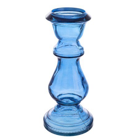 Candelabro in vetro jody blu zaffiro h 40cm prodotto con vetro riciclato