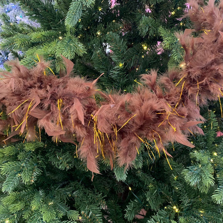Boa Marrone con Piume decorazione natalizia per Albero moderno 200 cm