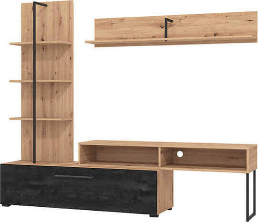 BOBBIE---parete-attrezzata-con-anta-e-mensola-moderna-minimal-in-legno-cm-205-x-41,5-x-173-h-Antracite-Milani-Home