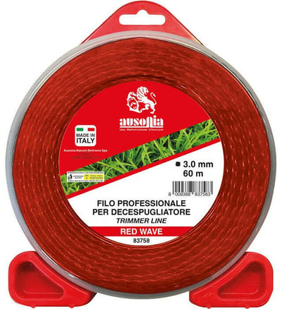 Bobina Di Filo Per Decespugliatore Professionale Intrecciato Red Wave 3Mm X 60M - Colore Rosso - Ausonia - 83758