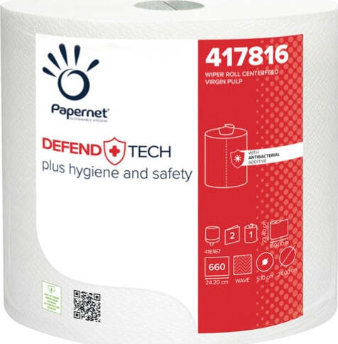 Bobina industriale Defend Tech - 660 strappi - con formula antibatterica - Papernet [multipack] 3 pezzi Commercio Industria e Scienza/Forniture sanitarie e igieniche/Prodotti di carta/Asciugamani di carta Eurocartuccia - Pavullo, Commerciovirtuoso.it