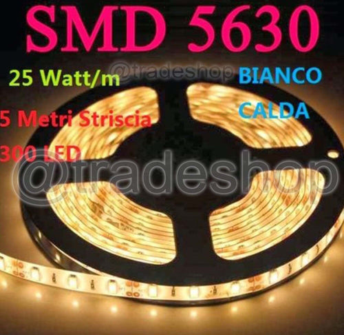 BOBINA STRISCIA 300 LED 5630 IMPERMEABILE 5 METRI 12V LUCE BIANCO FREDDO CALDO Illuminazione/Strisce LED Trade Shop italia - Napoli, Commerciovirtuoso.it