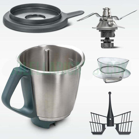 Boccale Completo Bimby TM5 con Ghiera Lame Misurino e Coperchio Originale Vorwerk