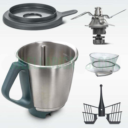 Boccale Completo Bimby TM5 con Ghiera Lame Misurino e Coperchio Originale Vorwerk