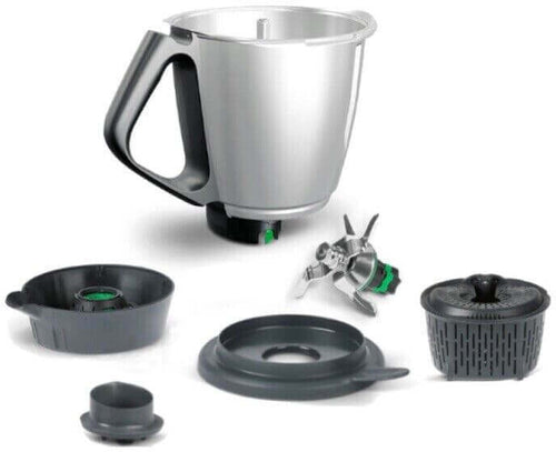 Boccale Completo Bimby TM6 con Ghiera Lame Misurino e Coperchio Originale Vorwerk