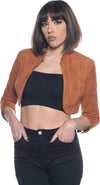 Bolero---Copri-Spalle-Donna-Arancio-in-vera-pelle-Scamosciata
