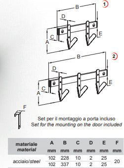BOLIS-ITALIA---APPENDINO-A-2-POSIZIONI-ROBIN-HOOD-IN-ACCIAIO-BIANCO
