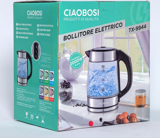 Bollitore Elettrico In Vetro Capacit? 1,7 Lt 2000 W Acqua Ufficio Viaggi Tx-9944 Casa e cucina/Elettrodomestici per la cucina/Bollitori e erogatori d'acqua calda/Bollitori Trade Shop italia - Napoli, Commerciovirtuoso.it