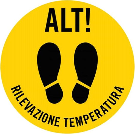 Bollo adesivo da terra - ''Alt Rilevazione temperatura'' - D 50 cm Fai da te/Sicurezza e protezione/Attrezzature per sicurezza sul lavoro/Segnaletica antinfortunistica Eurocartuccia - Pavullo, Commerciovirtuoso.it