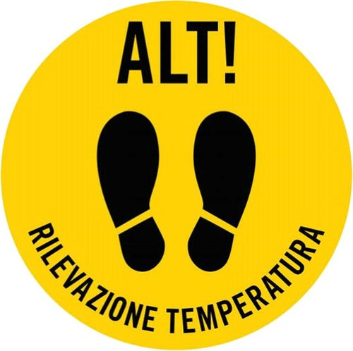 Bollo adesivo da terra - ''Alt Rilevazione temperatura'' - D 50 cm Fai da te/Sicurezza e protezione/Attrezzature per sicurezza sul lavoro/Segnaletica antinfortunistica Eurocartuccia - Pavullo, Commerciovirtuoso.it