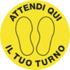 Bollo adesivo da terra - PVC - D 43 5 cm - ''Attendi qui il tuo turno'' - Cartelli Segnalatori Fai da te/Sicurezza e protezione/Attrezzature per sicurezza sul lavoro/Segnaletica antinfortunistica Eurocartuccia - Pavullo, Commerciovirtuoso.it