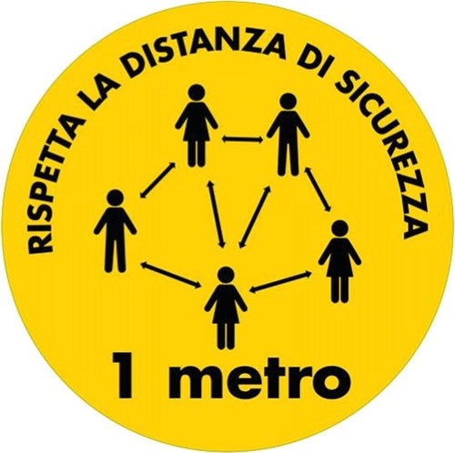 Bollo adesivo da terra - ''Rispetta la distanza di sicurezza'' - D 50 cm Fai da te/Sicurezza e protezione/Attrezzature per sicurezza sul lavoro/Segnaletica antinfortunistica Eurocartuccia - Pavullo, Commerciovirtuoso.it