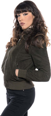 Bomber-Donna---Bomber-Donna-Verde-in-vera-pelle-camoscio