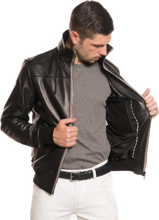 Bomber-Kway---Bomber-Uomo-Nero-in-vera-pelle