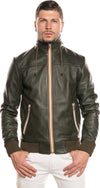 Bomber-Kway---Bomber-Uomo-Verde-in-vera-pelle