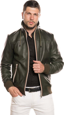 Bomber-Kway---Bomber-Uomo-Verde-in-vera-pelle