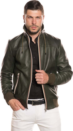Bomber-Kway---Bomber-Uomo-Verde-in-vera-pelle