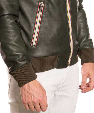 Bomber-Kway---Bomber-Uomo-Verde-in-vera-pelle
