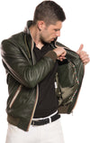 Bomber-Kway---Bomber-Uomo-Verde-in-vera-pelle