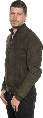 Bomber-Napoli---Bomber-Uomo-Verde-in-vera-pelle-camoscio