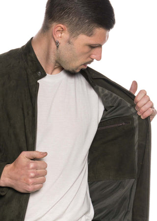 Bomber-Napoli---Bomber-Uomo-Verde-in-vera-pelle-camoscio