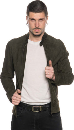 Bomber-Napoli---Bomber-Uomo-Verde-in-vera-pelle-camoscio