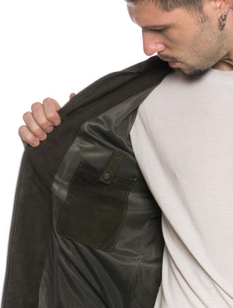 Bomber-Napoli---Bomber-Uomo-Verde-in-vera-pelle-camoscio