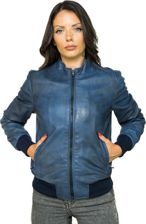 Bomber-Vittoria---Bomber-Donna-Blu-in-vera-pelle
