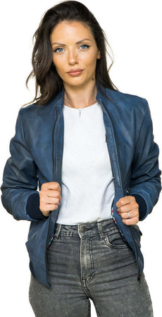 Bomber-Vittoria---Bomber-Donna-Blu-in-vera-pelle