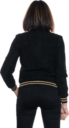 Bomber-Vittoria---Bomber-Donna-Nero-in-vera-pelle-Camoscio