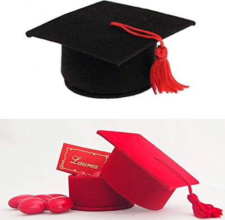 12 Pezzi Bomboniere Laurea A Forma Di Tocco | Cappello Portaconfetti Nero In Miniatura Per Festa - 2