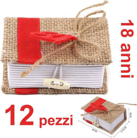 Bomboniera-Libro-12-Pz-Juta-18-Anni-Portaconfetti-Porta-Confetti-Colore-Rosso