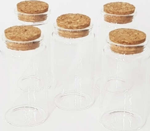 Bomboniera-Porta-Confetti-Ampolla-Di-Vetro-4,7x9cm-Con-Tappo-In-Sughero-Set-10pz