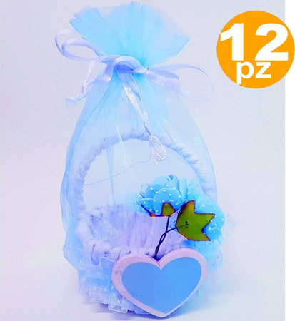 BOMBONIERE CESTINO AZZURRO CUORE SACCHETTO ORGANZA CONFETTI NASCITA BATTESIMO Casa e cucina/Hobby creativi/Materiali per hobby creativi/Forniture per feste/Bomboniere Trade Shop italia - Napoli, Commerciovirtuoso.it