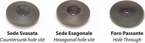 Borchia per cabine foro Ø 6,5mm con foro passante