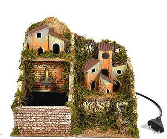 Borgo con fontana e luci per presepe paesaggio in legno e sughero h 21 cm Casa e cucina/Decorazioni per interni/Addobbi e decorazioni per ricorrenze/Decorazioni natalizie/Presepi/Statuine e fondali per il presepe MagiediNatale.it - Altamura, Commerciovirtuoso.it